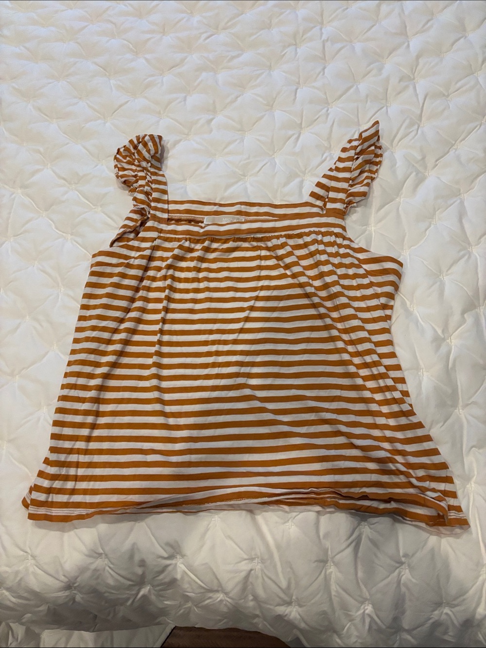 Michael Kors White and Mustard Striped Top
